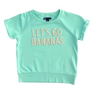 Gap Kids Let's Go Bananas French Terry Short Sleeves Green Top Girl's Size S 6-7